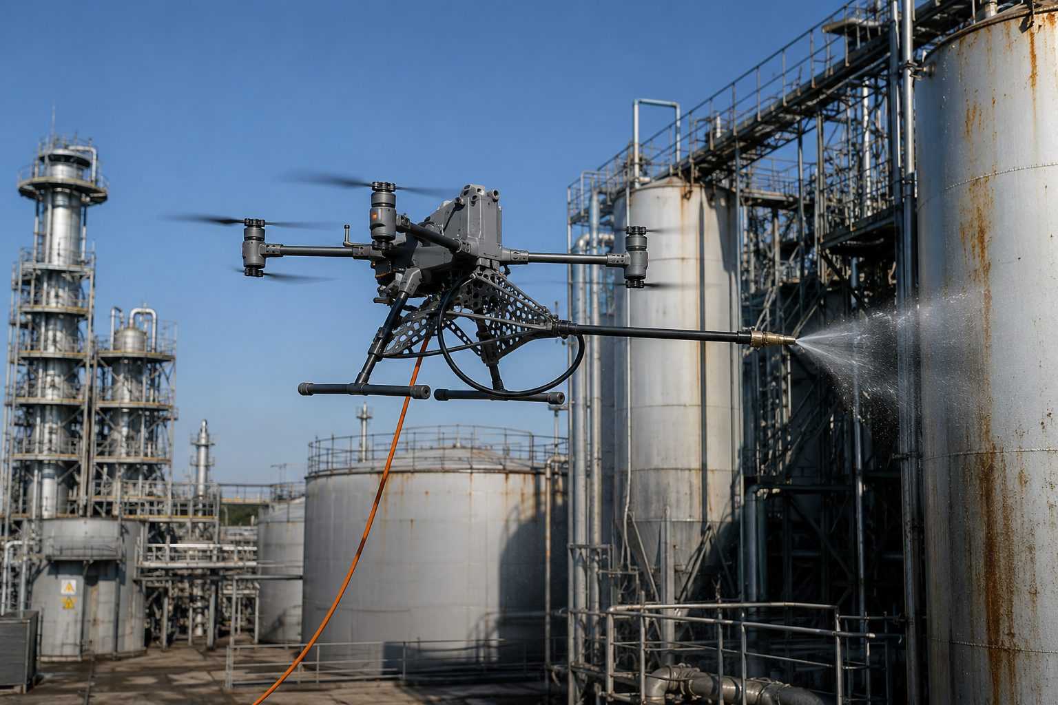Professionelle Drohnenreinigung von Industrieanlagen, Silos und Hallendächern in Österreich