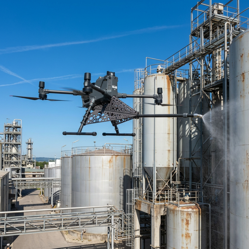 Professionelle Drohnenreinigung von Industrieanlagen, Silos und Hallendächern in Österreich